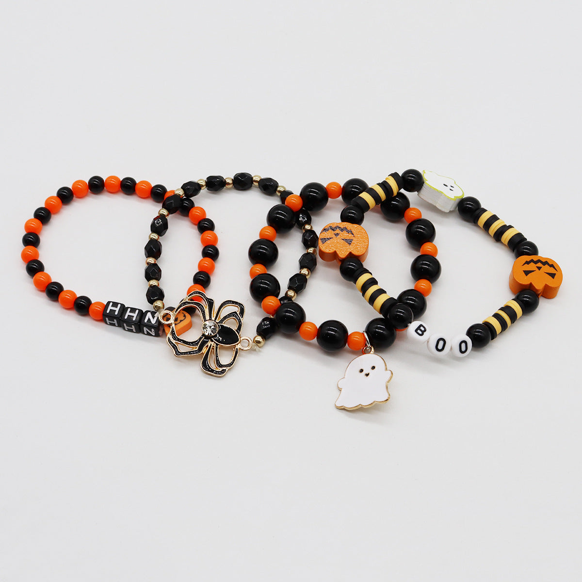 Wholesale Halloween Multi-layer Spider Pumpkin Ghost Skull Letter BOO Elastic Bracelet